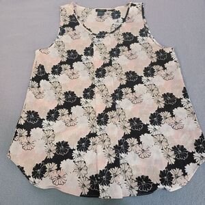 Ann Taylor Floral Sleeveless Top - Pink and Black Size Medium